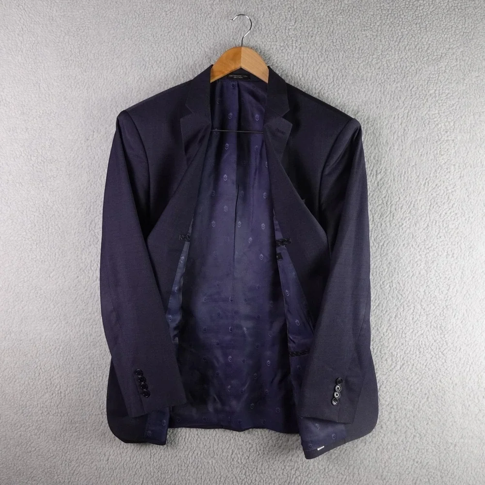 John Varvatos USA Mens 44R 100% Wool 2 Button Suit Navy Blue Made in Canada